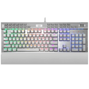Teclado gamer Redragon Yama K550 QWERTY Outemu Purple español latinoamérica color blanco con luz RGB