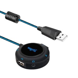 Conversor USB a audio 7.1 virtual con hub usb de 2 puertos (NSCOUSAU7H)