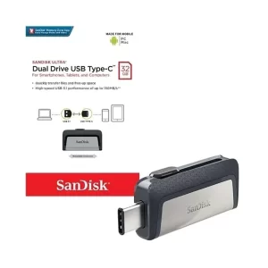 Pendrive SanDisk Ultra Dual Drive Type-C 32GB 3.1 Gen 1 negro y plateado Pendrive SanDisk Ultra Dual Drive Type-C 32GB 3.1 Gen 1 negro y plateado