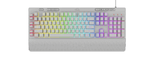 Teclado gamer Redragon Shiva K512 RGB QWERTY español latinoamérica color blanco con luz RGB