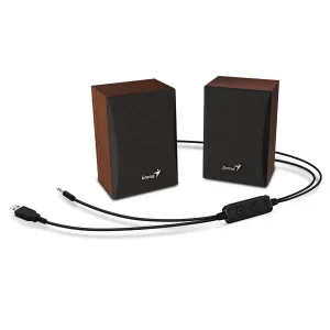 PARLANTES GENIUS 2.0 SP-HF380BT MADERA BLUETOOTH 3.5 USB